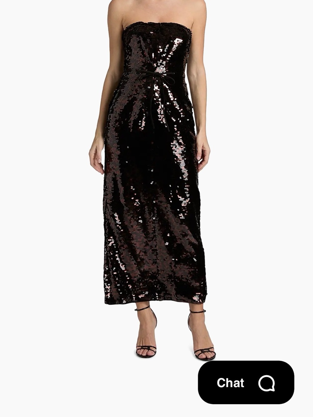 NWT STAUD Black Sequin Strapless Midi Dress